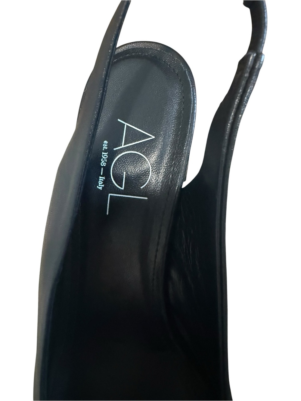 AGL Black Leather Pointed Toe Block Heel Slingback Pumps Size 40 | like new! - Picture 12 of 12